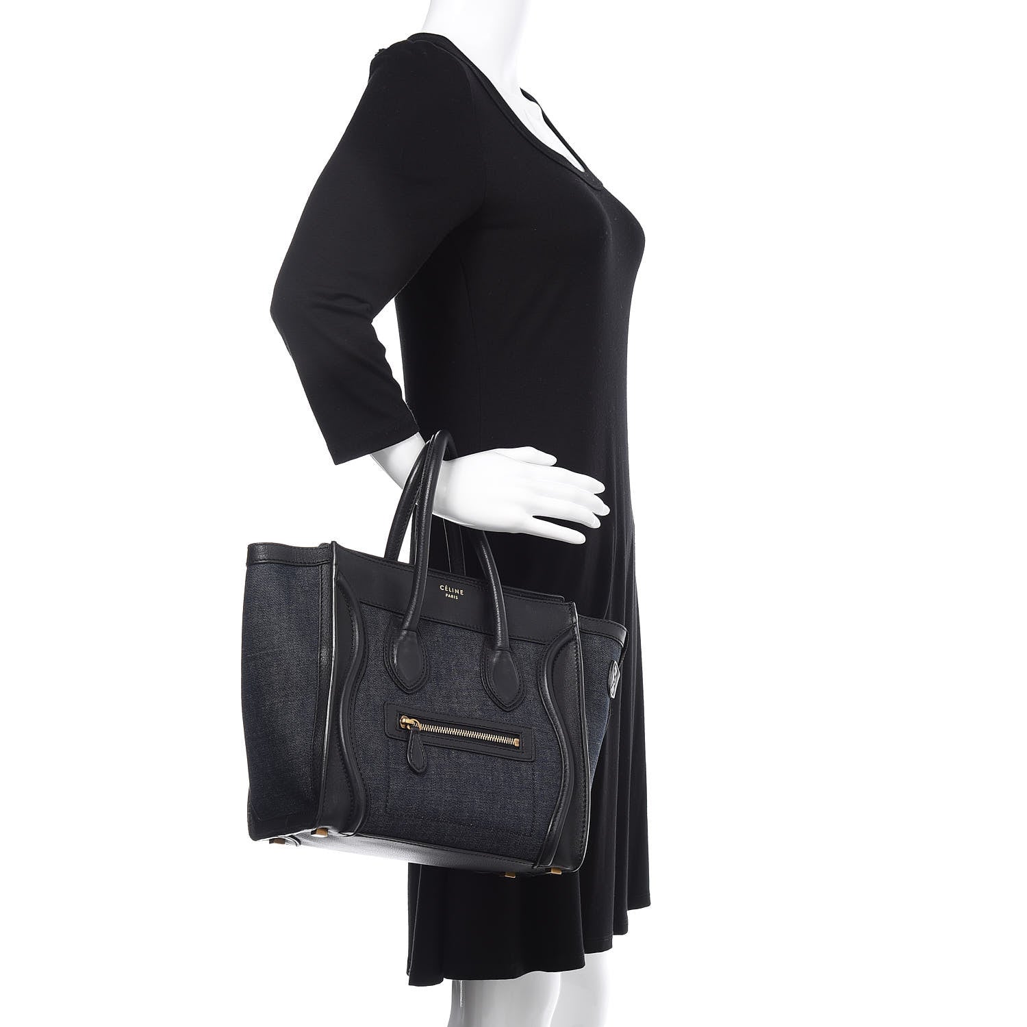 Celine Smooth Calfskin Denim Micro Luggage Navy Black 2 of 17