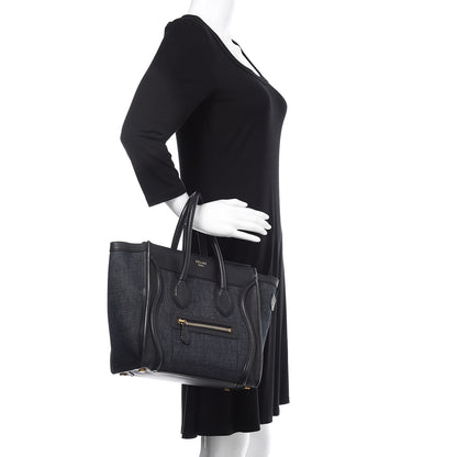 Celine Smooth Calfskin Denim Micro Luggage Navy Black 2 of 17