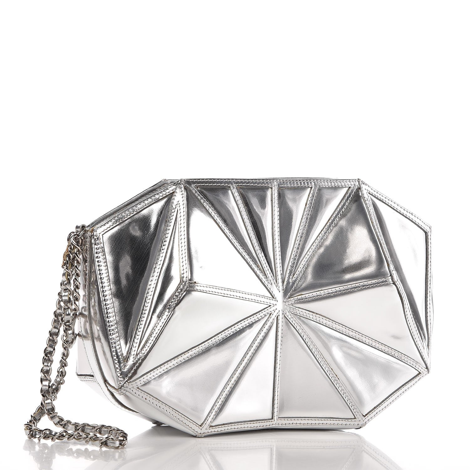 Chanel Patent Midnight Swim Wristlet Clutch Silver 3 of 8