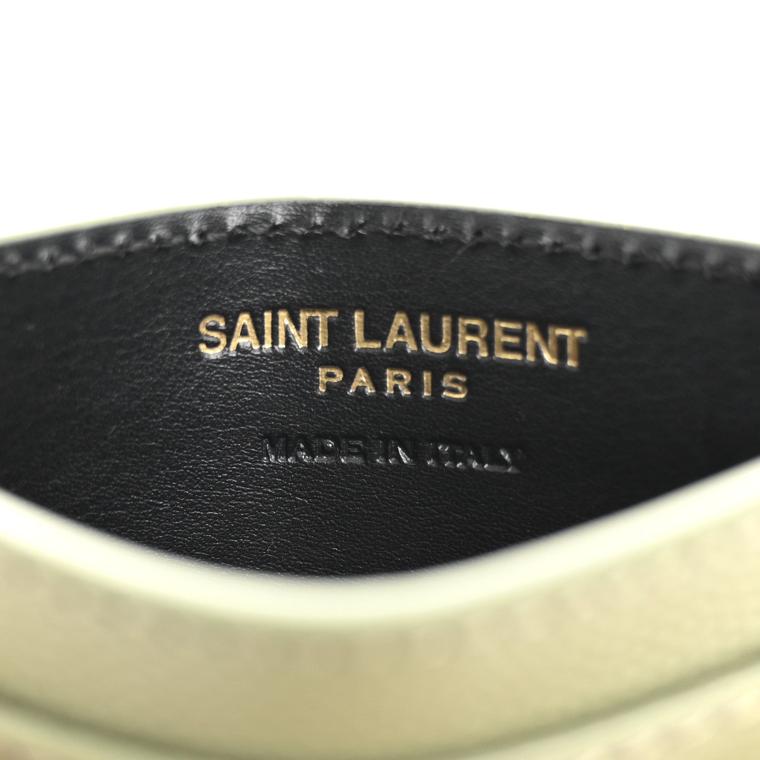 Saint Laurent Grain De Poudre Matelasse Chevron Monogram Credit Card Case Light Musk 6 of 7