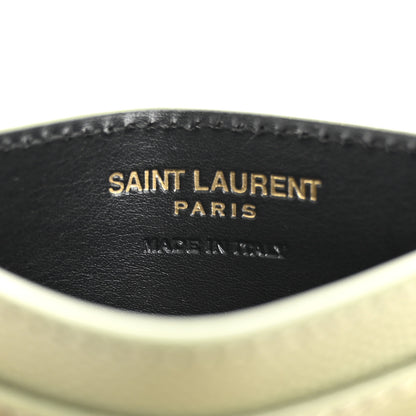 Saint Laurent Grain De Poudre Matelasse Chevron Monogram Credit Card Case Light Musk 6 of 7