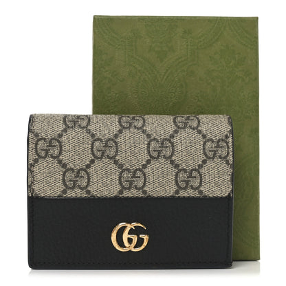 Gucci Dollar Calfskin GG Supreme Monogram GG Marmont Card Case Black Beige Ebony 9 of 9
