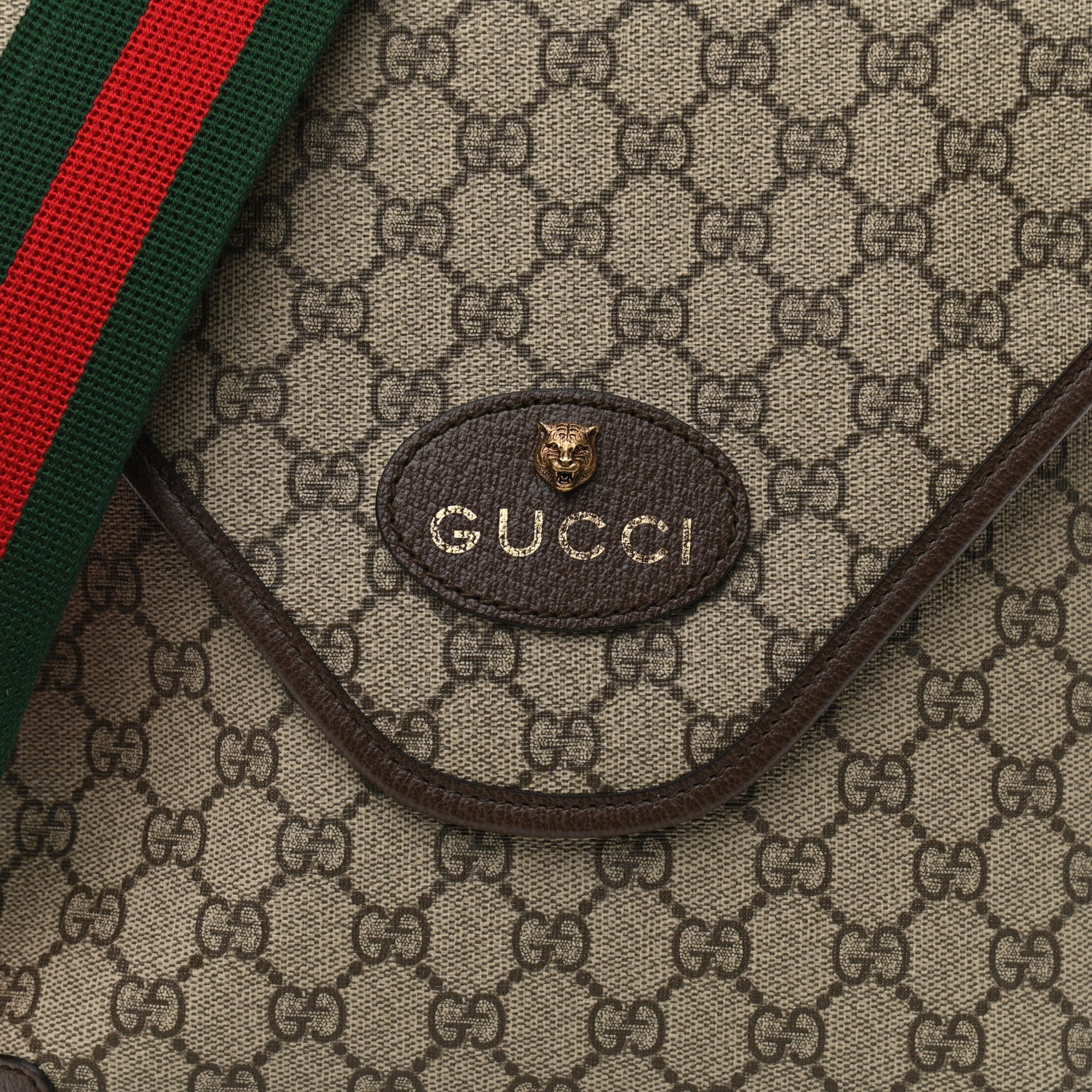 Gucci GG Supreme Monogram Web Medium Neo Vintage Flap Messenger Bag Beige New Acero 7 of 9
