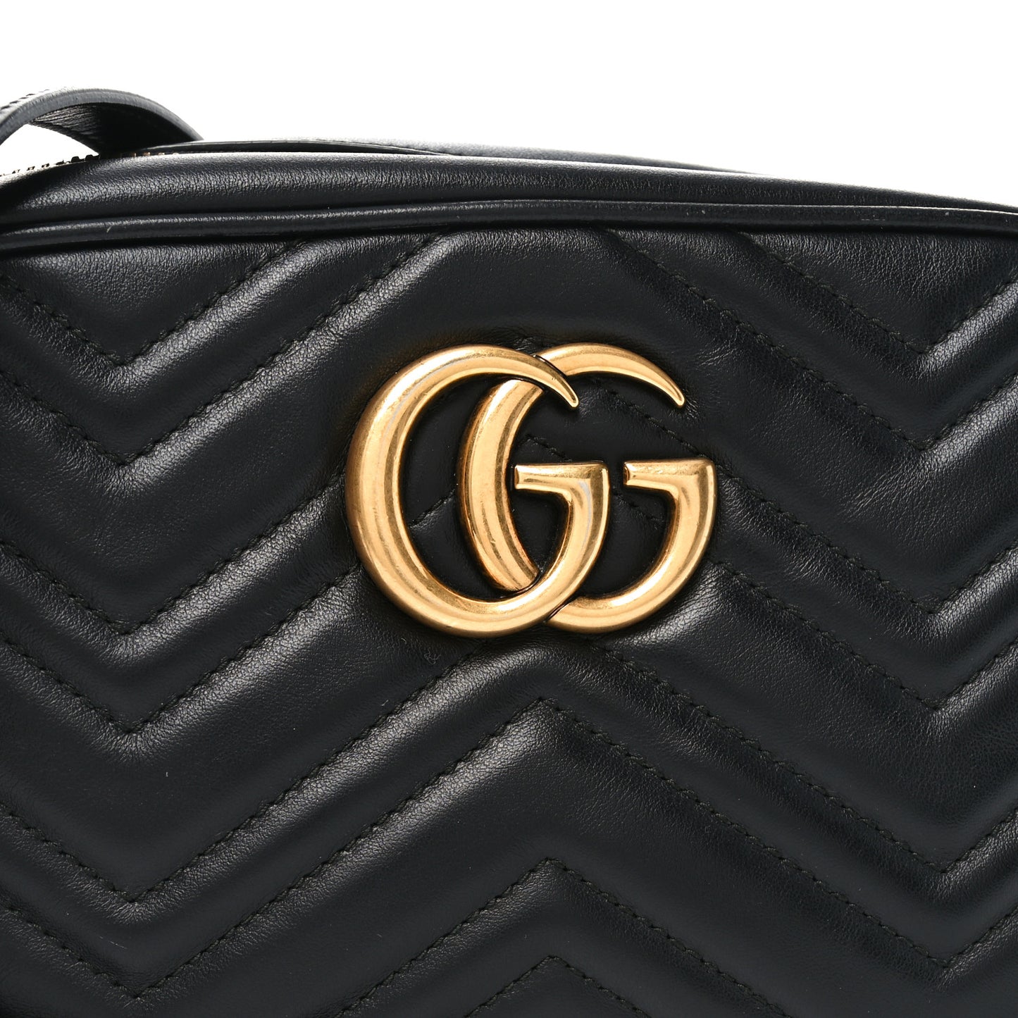 Calfskin Matelasse Small GG Marmont Chain Shoulder Bag Black