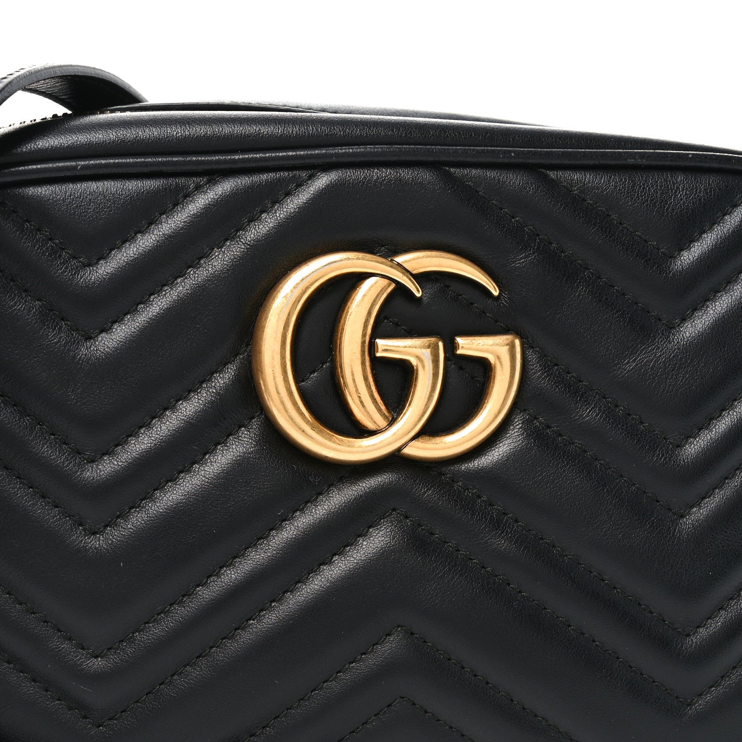 Gucci Calfskin Matelasse Small GG Marmont Chain Shoulder Bag Black 8 of 10