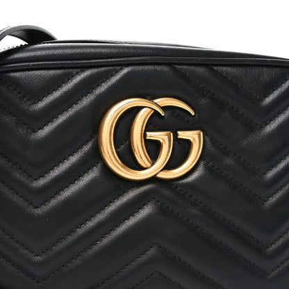 Gucci Calfskin Matelasse Small GG Marmont Chain Shoulder Bag Black 8 of 10