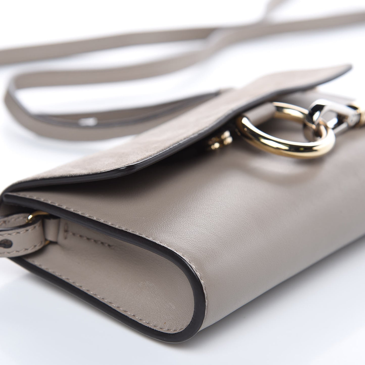 Suede Calfskin Mini Faye Shoulder Bag Motty Grey