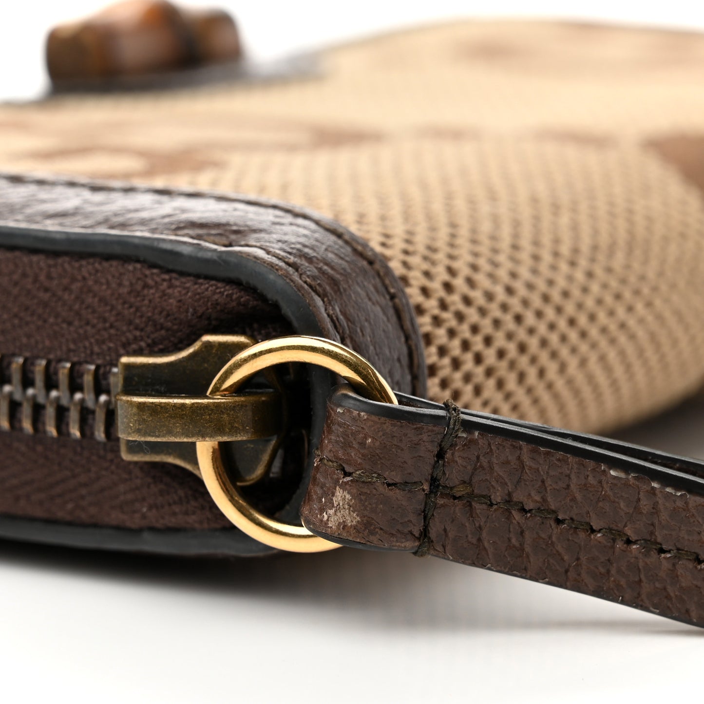 Monogram Jumbo GG Textured Dollar Calfskin Diana Zip Around Continental Wallet Camel Ebony New Acero