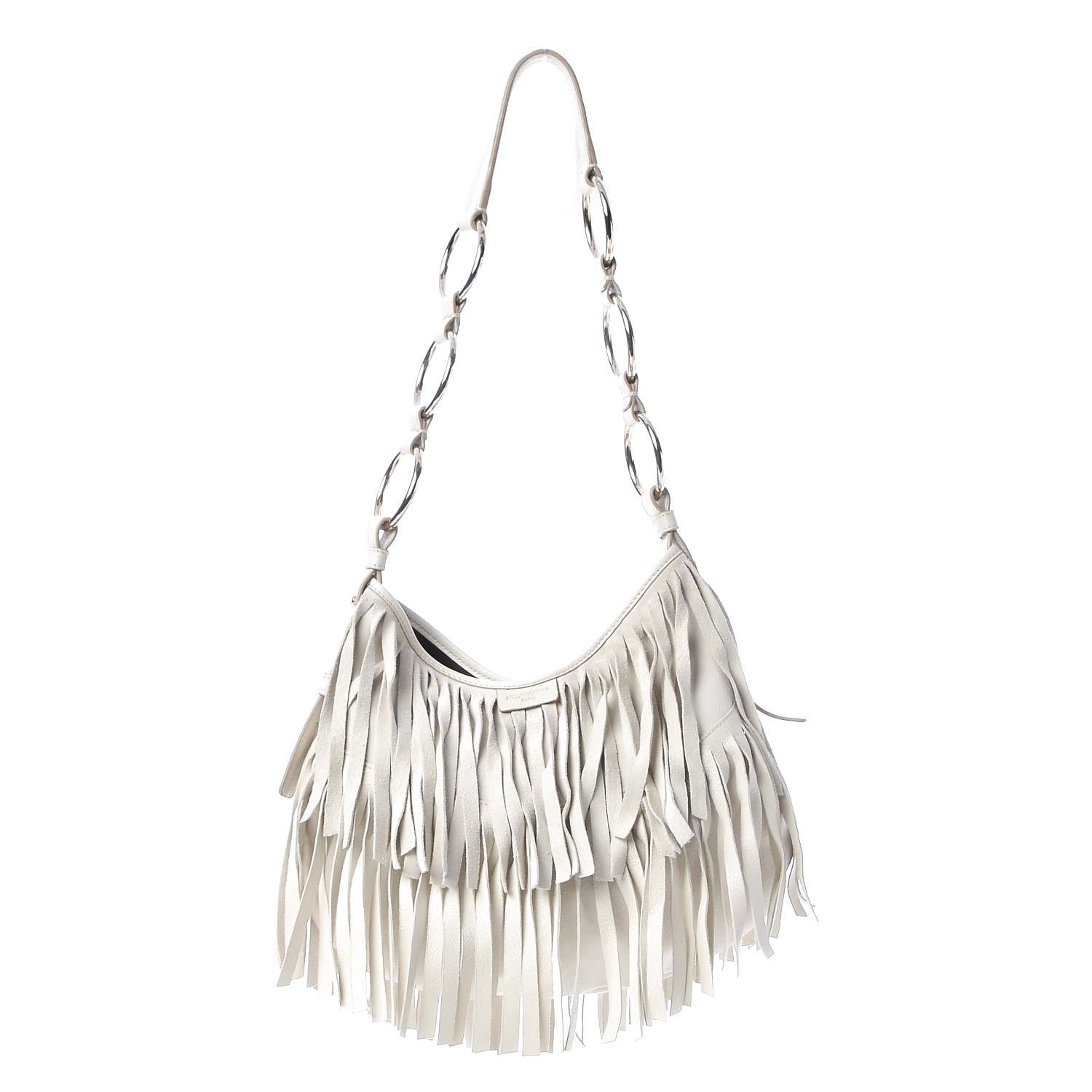 Saint Laurent Suede Boheme Fringe Hobo White 1 of 9