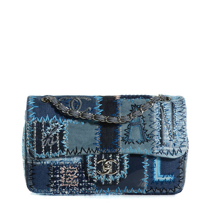 Chanel Denim Tweed Patchwork Medium Single Flap Blue 1 of 8