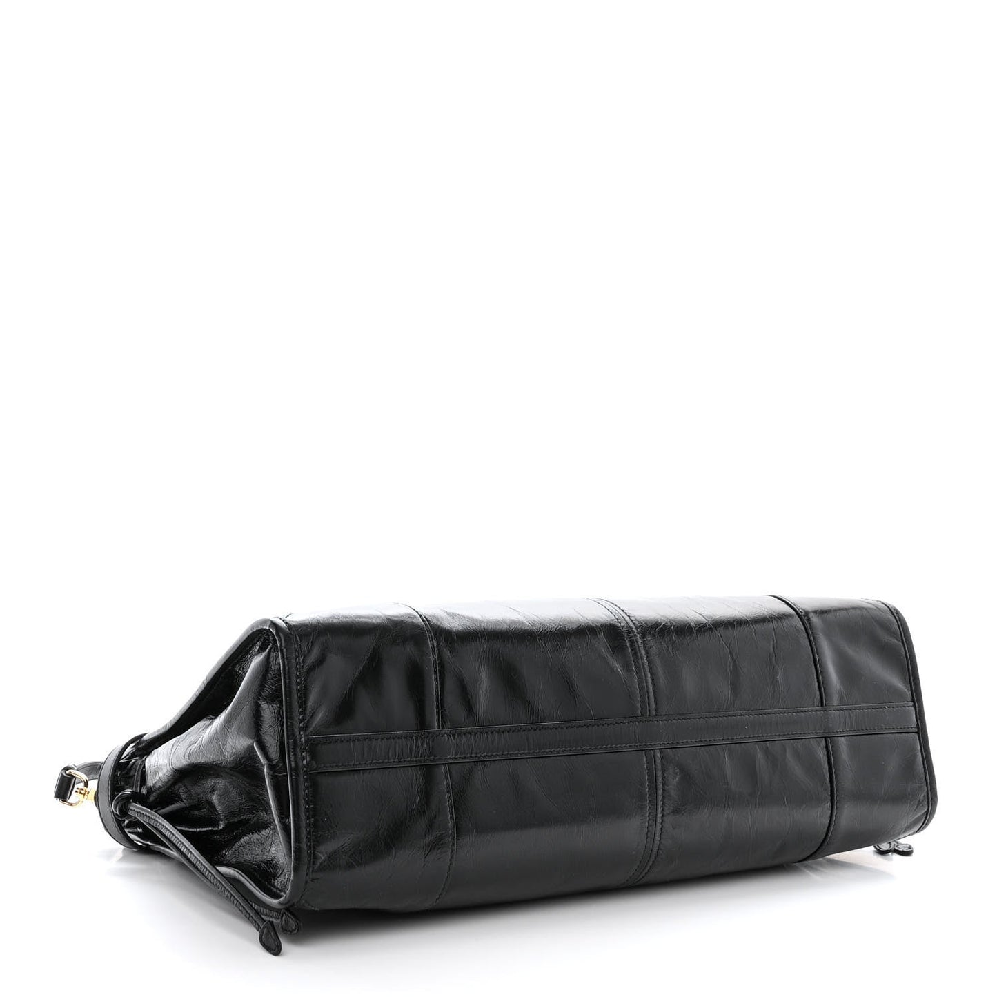 Glossy Calfskin Triangle Large Bonnie Shoulder Bag Black