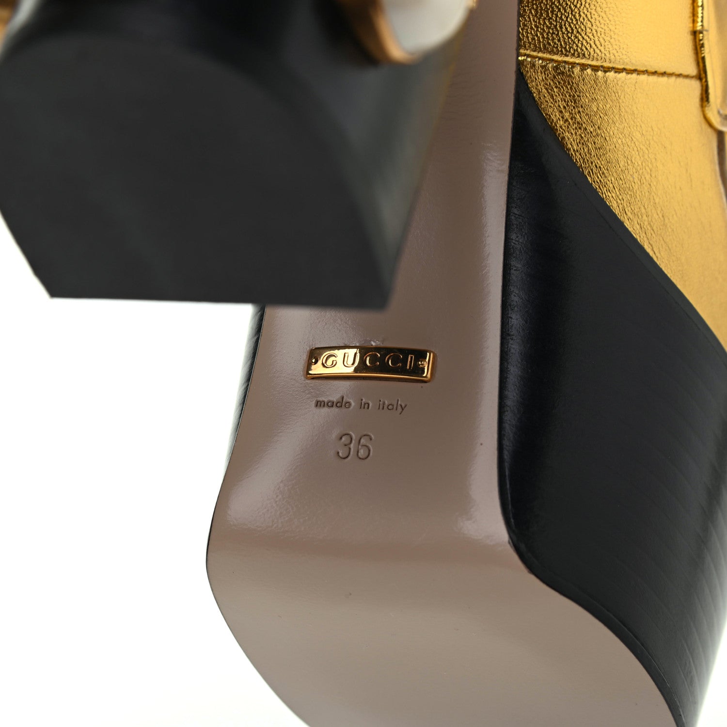 Gucci Malaga Kid Pearl Studded Vegas Platform Loafers 36 Gold 7 of 10