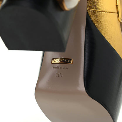Gucci Malaga Kid Pearl Studded Vegas Platform Loafers 36 Gold 7 of 10