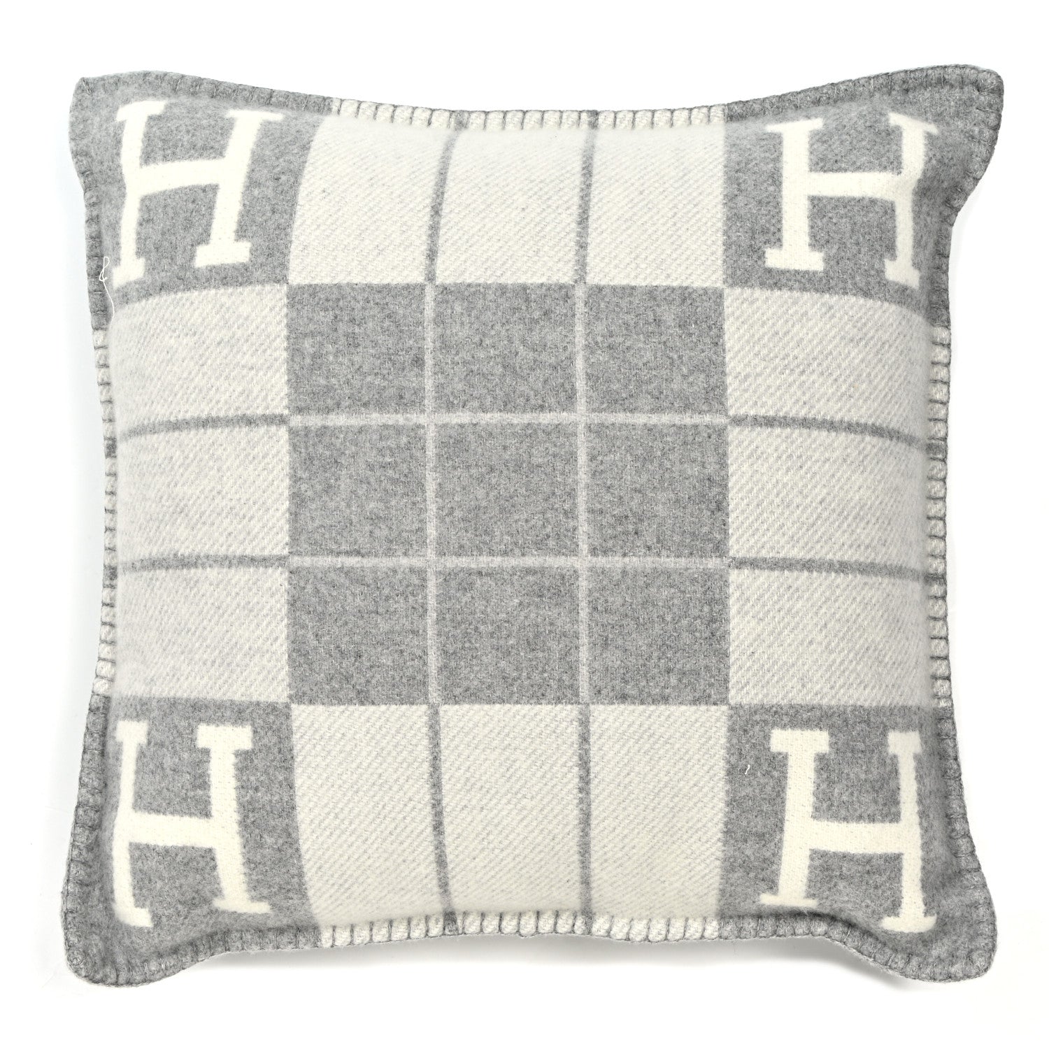 Hermes Wool Cashmere Avalon III Pillow PM Ecru Gris Clair 1 of 3