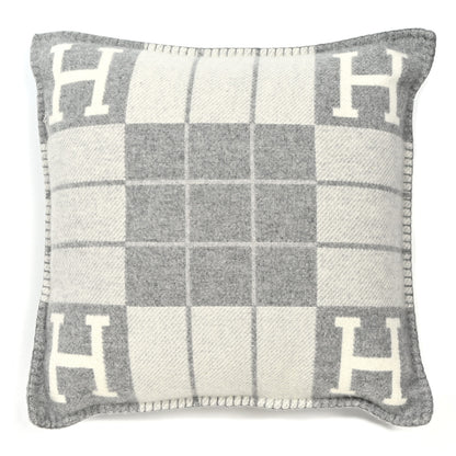 Hermes Wool Cashmere Avalon III Pillow PM Ecru Gris Clair 1 of 3