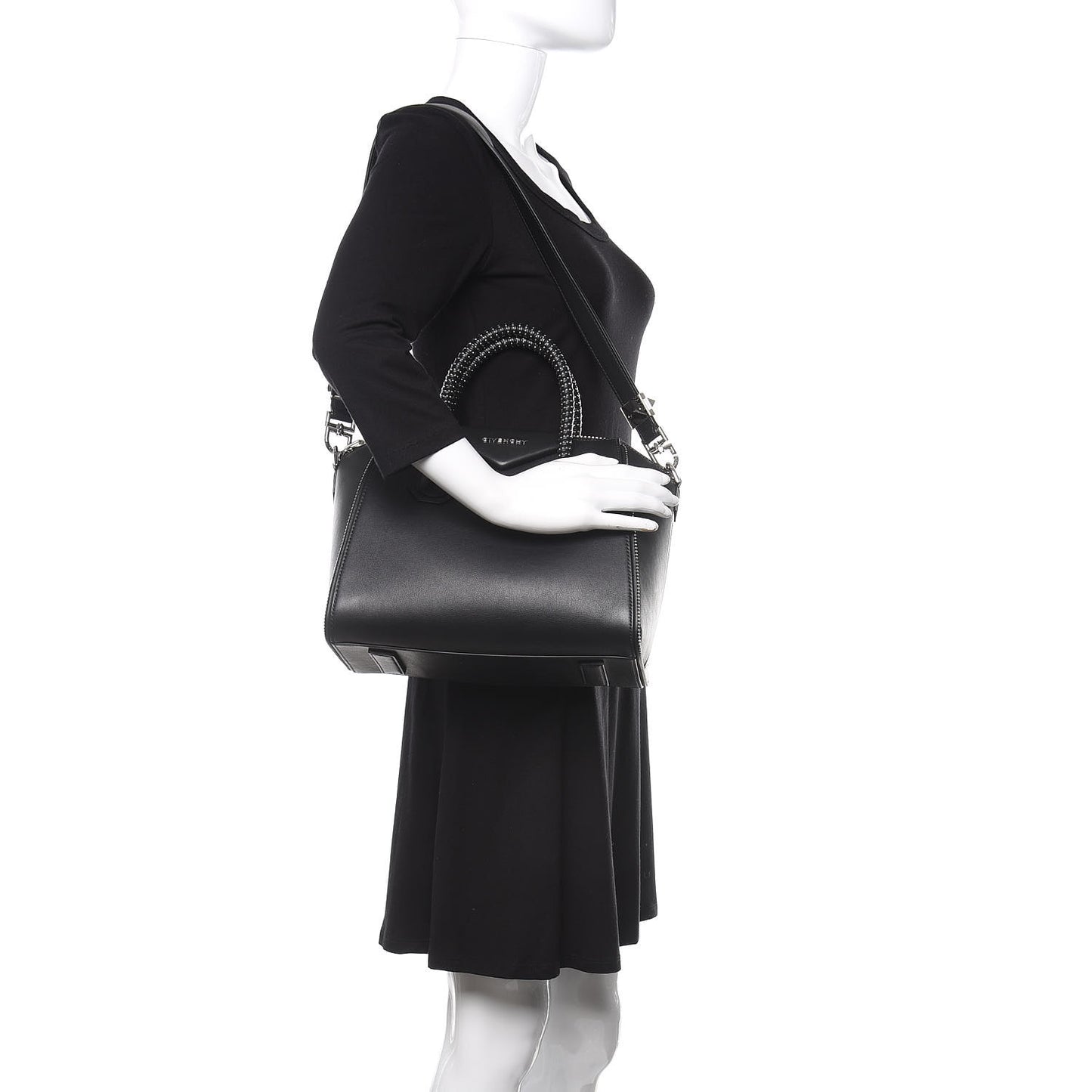 Calfskin Small Studded Antigona Black