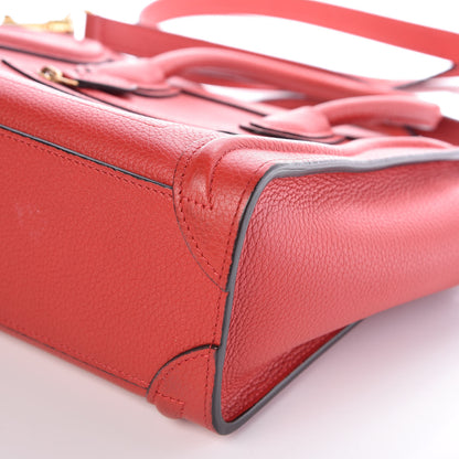 Celine Drummed Calfskin Nano Luggage Coquelicot 9 of 12