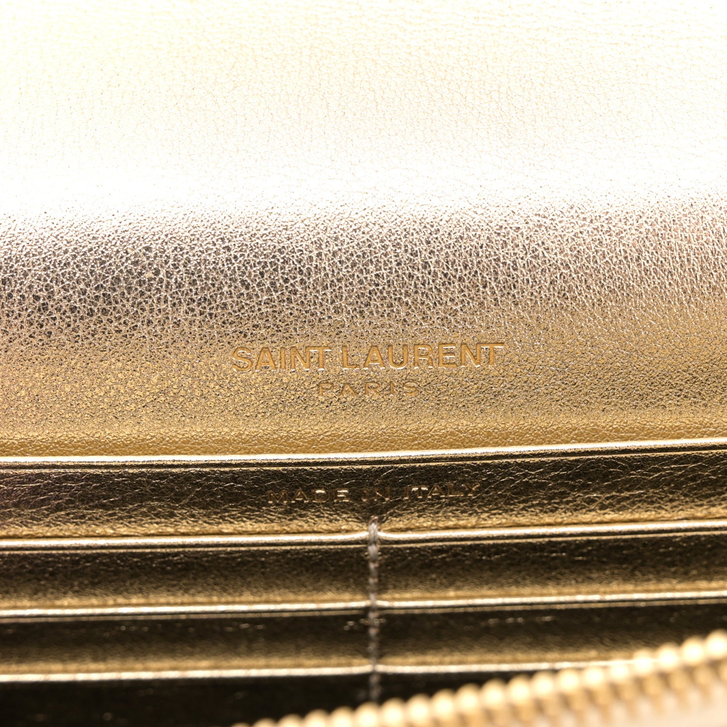 Metallic Calfskin Monogram Envelope Chain Wallet Gold