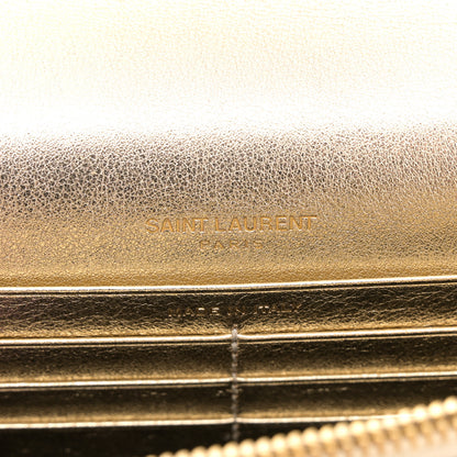 Saint Laurent Metallic Calfskin Monogram Envelope Chain Wallet Gold 6 of 13