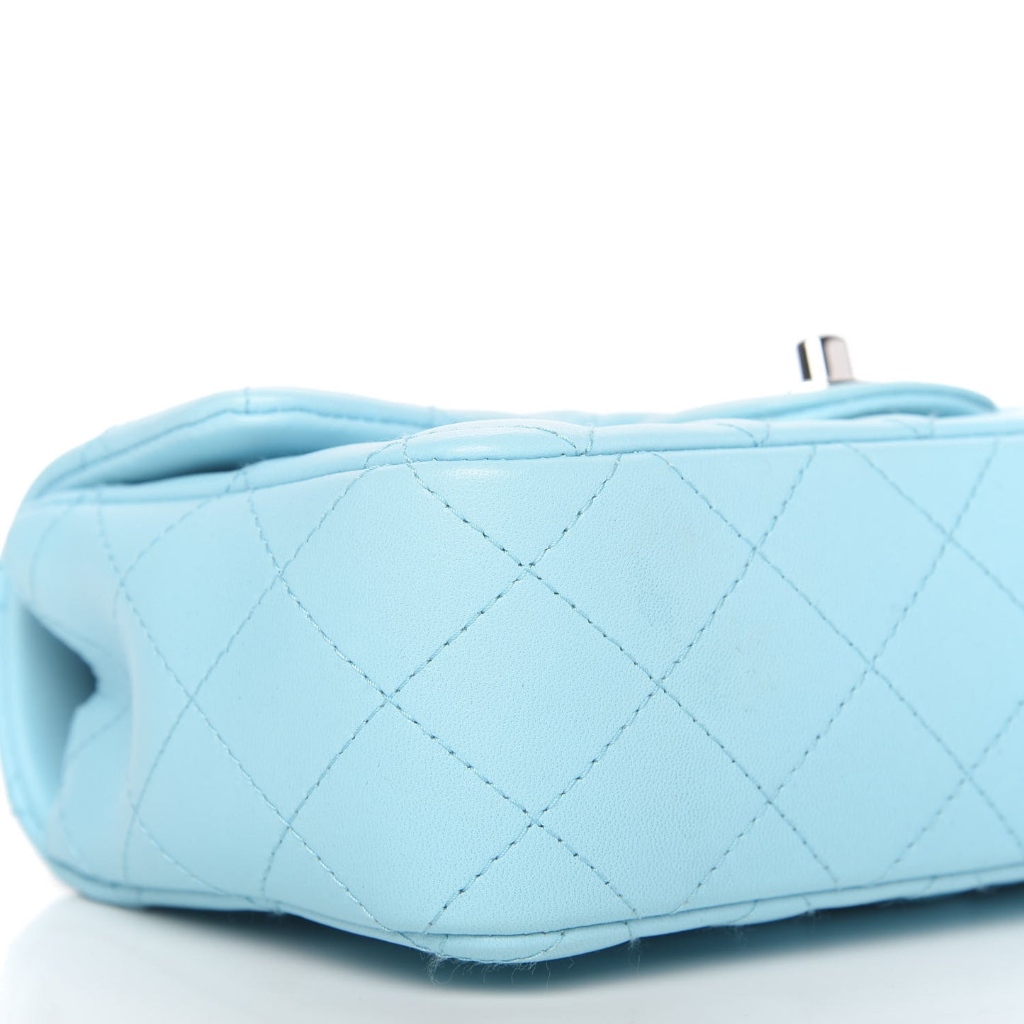Lambskin Quilted Mini Rectangular Flap Neon Blue