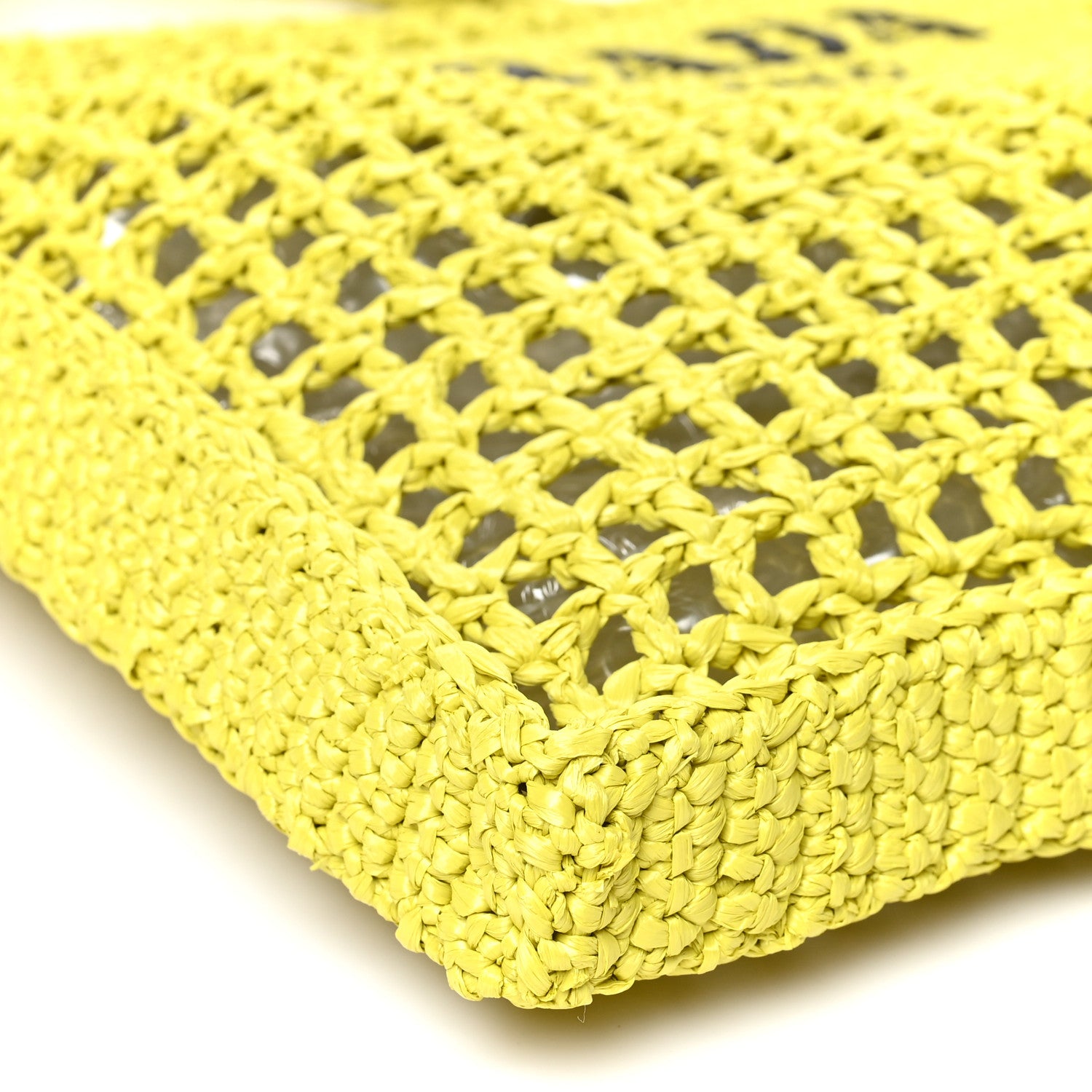 Prada Yarn Raffia Effect Crochet Logo Embroidered Tote Bag Cedro 8 of 9