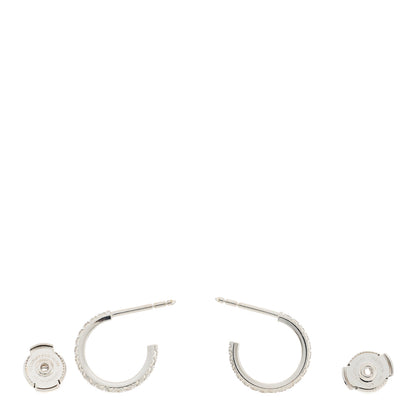 Tiffany 18K White Gold Diamond Small Metro Hoop Earrings 3 of 6