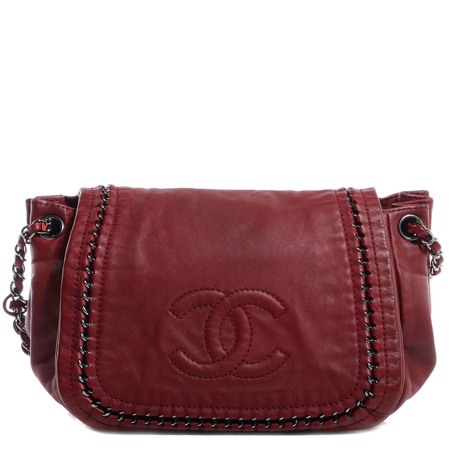 Smooth Calfskin Luxe Ligne Flap Bag Red