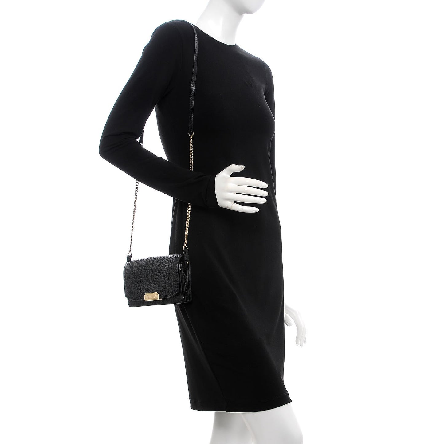 Signature Grain Small Madison Chain Clutch Black
