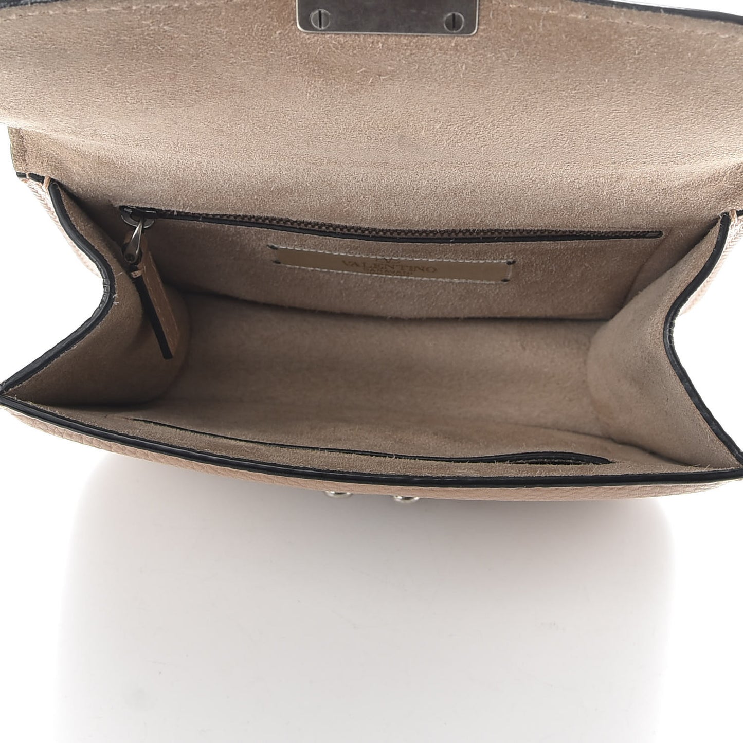 Pebbled Calfskin Small Glam Lock Rockstud Flap Soft Noisette