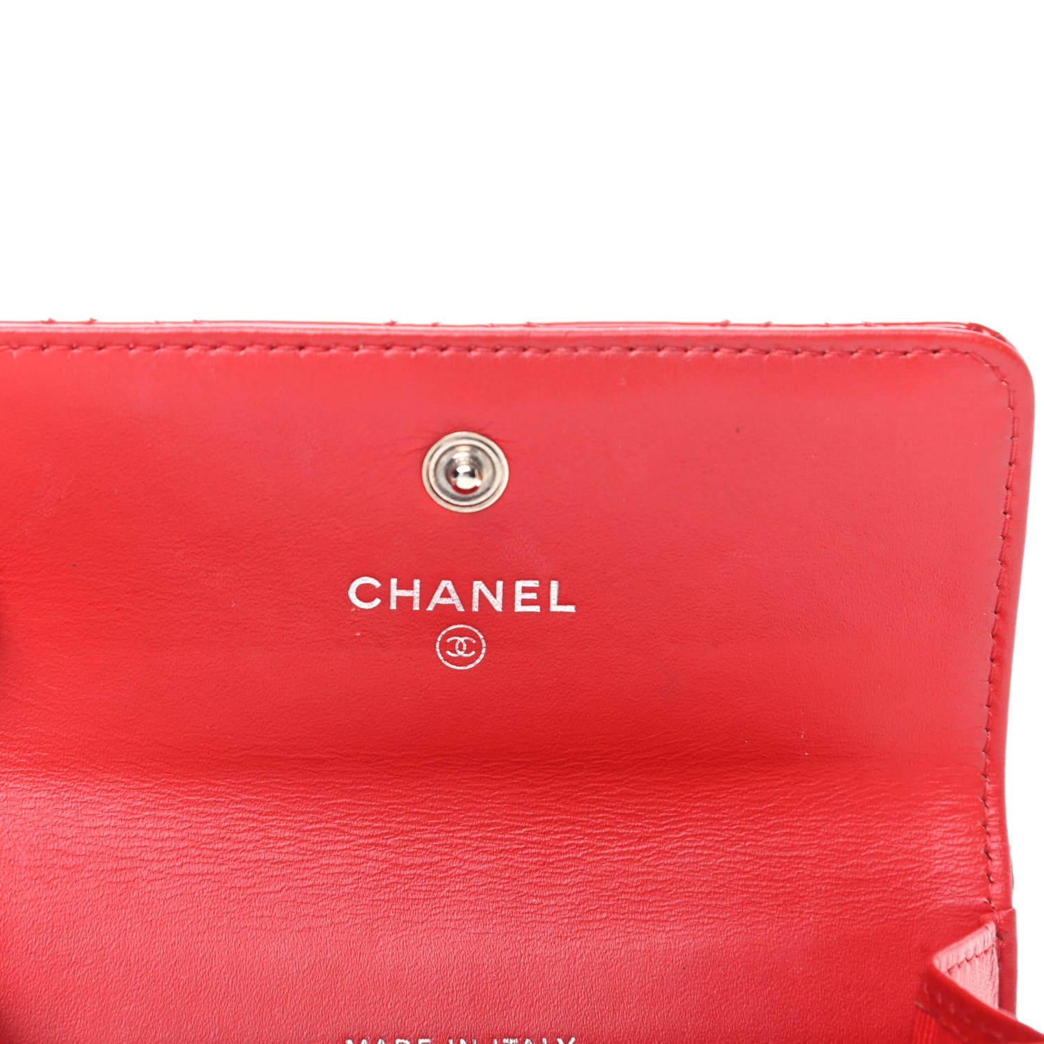 Chanel Patent Quilted Double Stitched Flap Card Holder Red 6 of 13