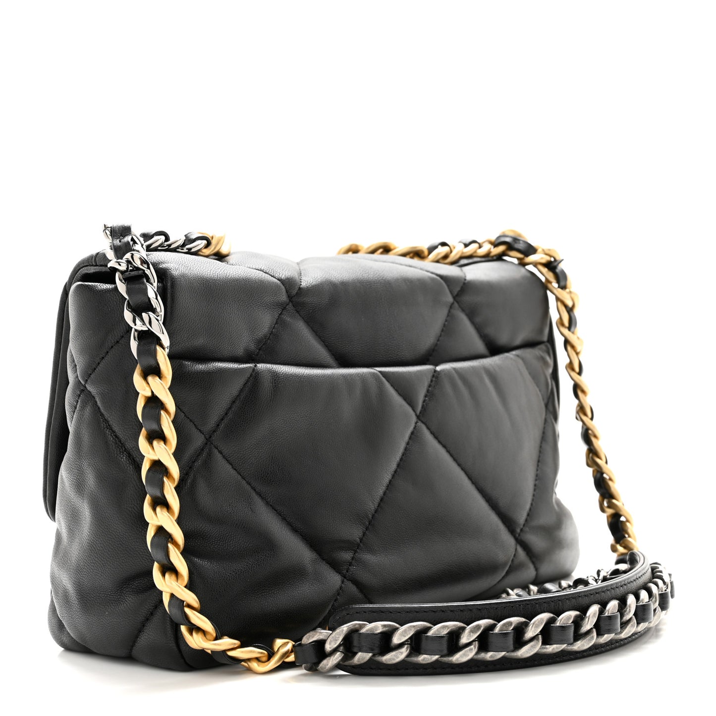 Goatskin Quilted Medium Chanel 19 Flap Black