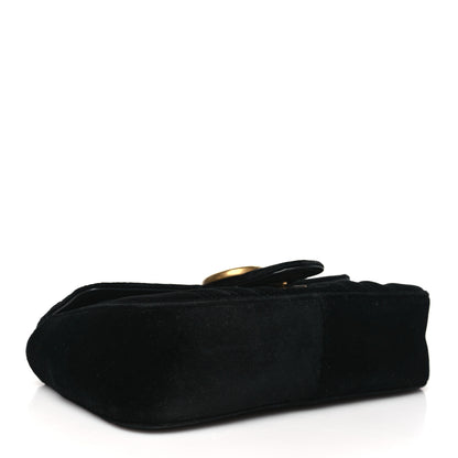 Gucci Velvet Matelasse Mini GG Marmont Shoulder Bag Black 4 of 10