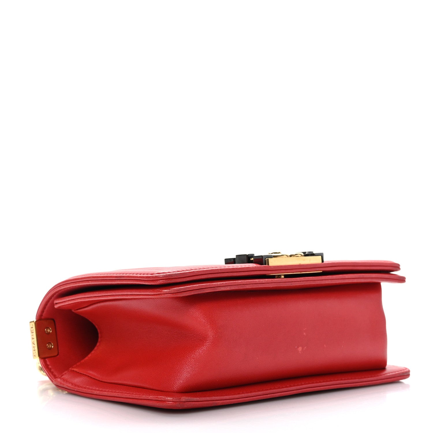 Chanel Lambskin Embossed Small Cube Boy Flap Red 4 of 10