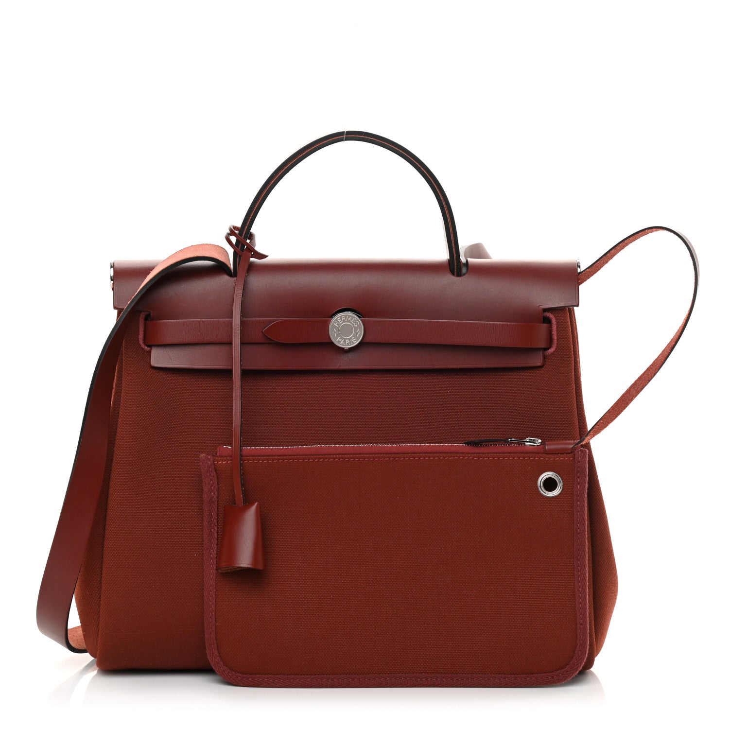 Hermes Vache Hunter Toile Herbag Zip 31 PM Rouge H 1 of 15
