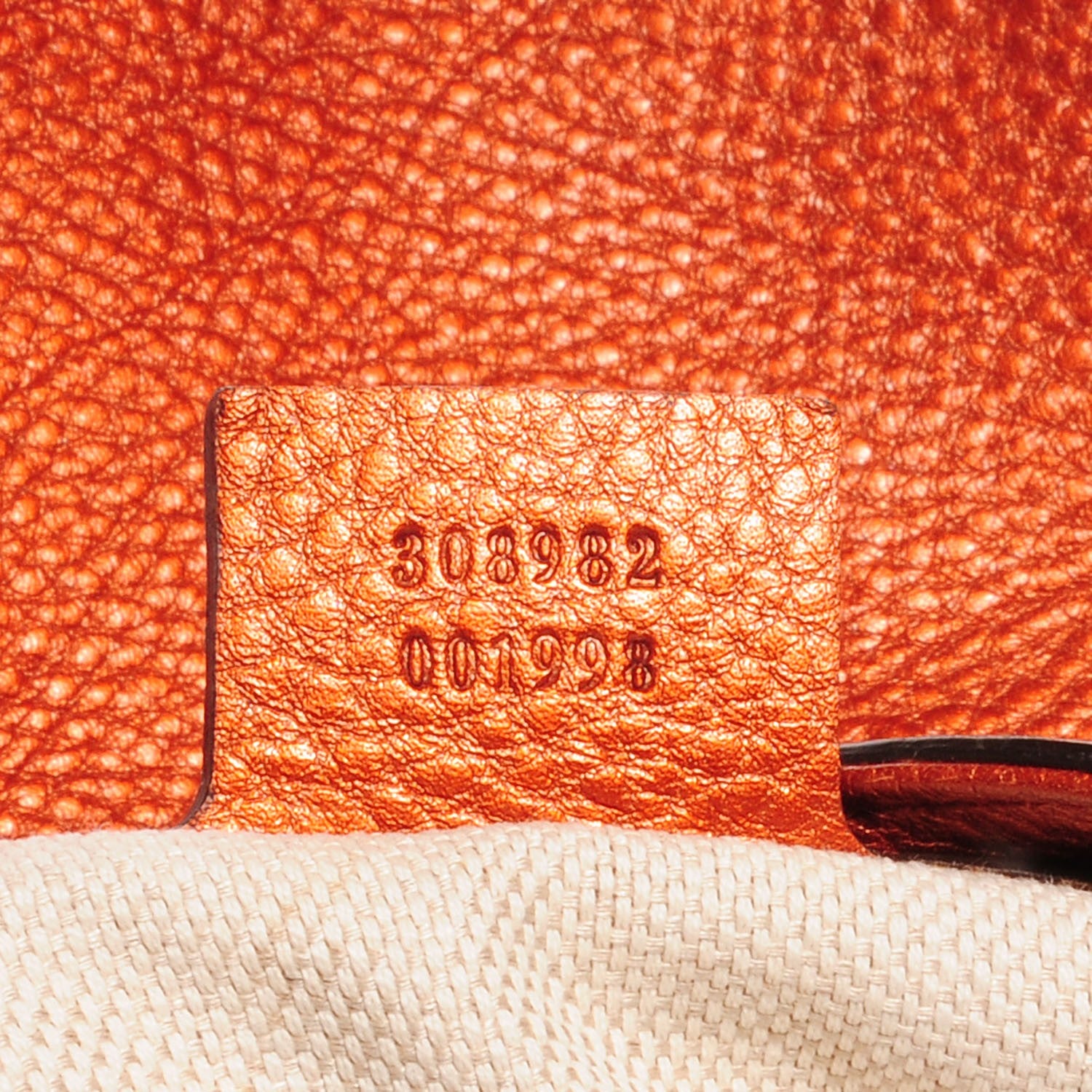 Gucci Metallic Pebbled Calfskin Medium Soho Chain Shoulder Bag Burnt Orange 8 of 9