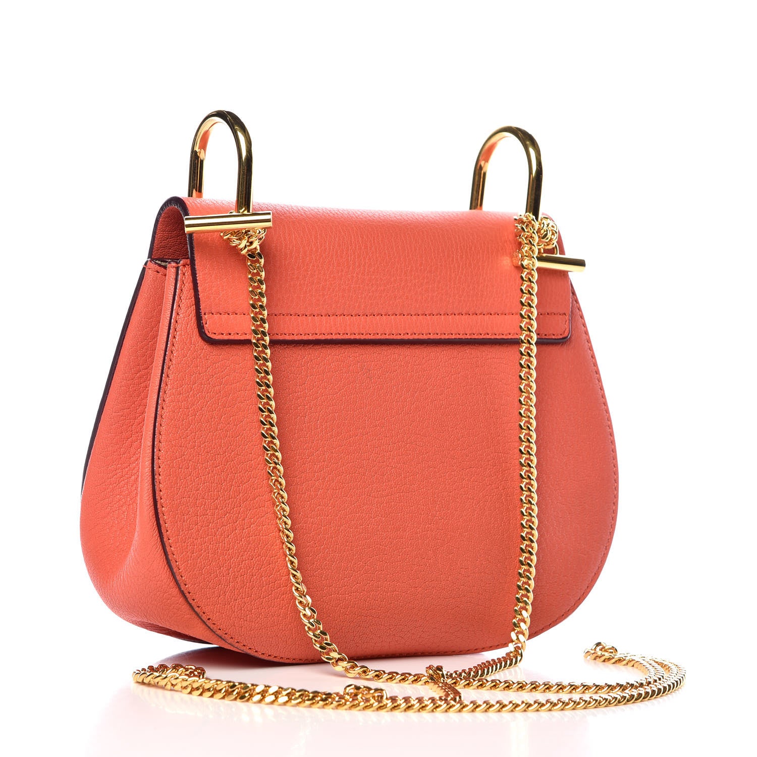 Chloe Grained Lambskin Mini Drew Shoulder Bag Orange 3 of 14