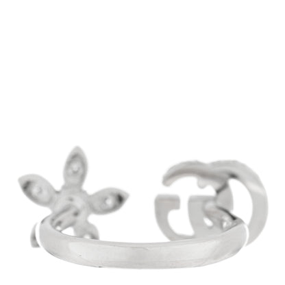 Gucci 18K White Gold Diamond Flora GG Open Ring 49 4.75 3 of 4