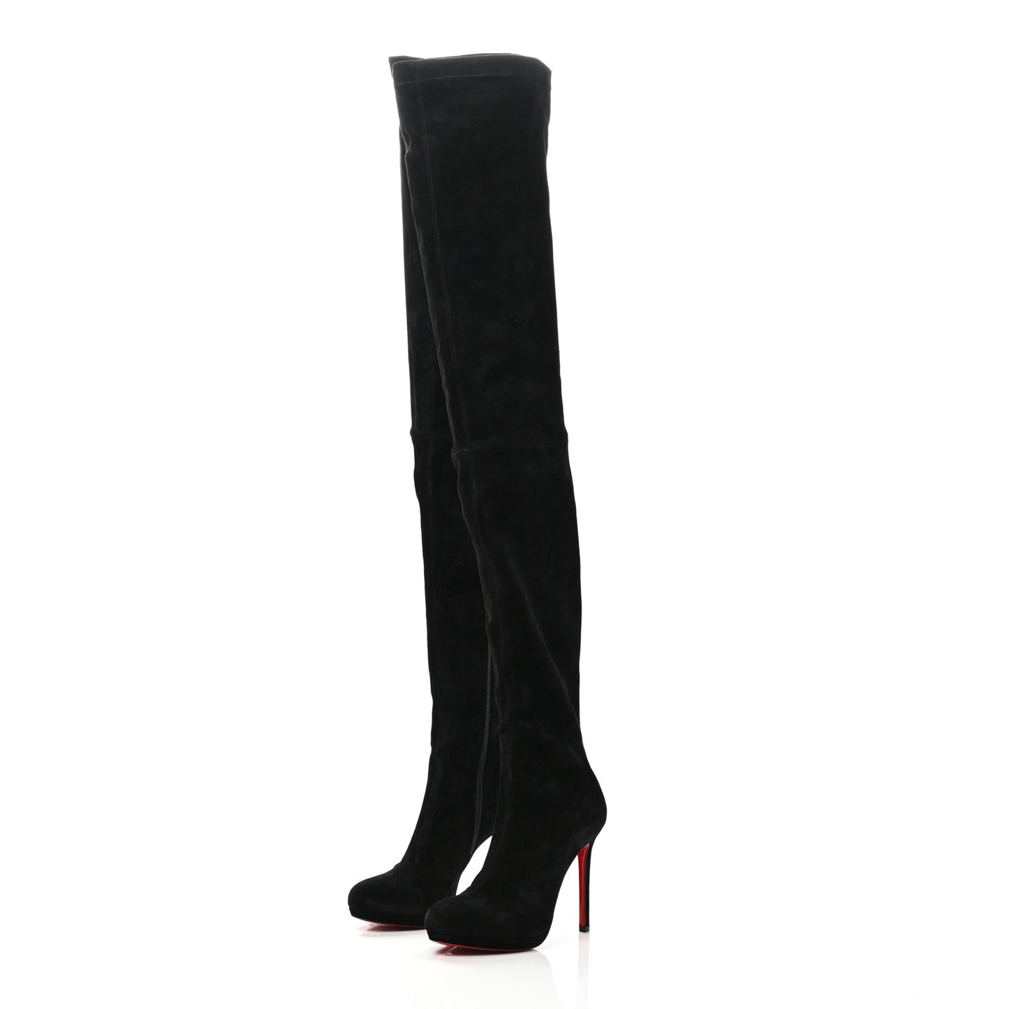 Suede Calfskin Louise XI 120 Thigh High Boots 36 Black