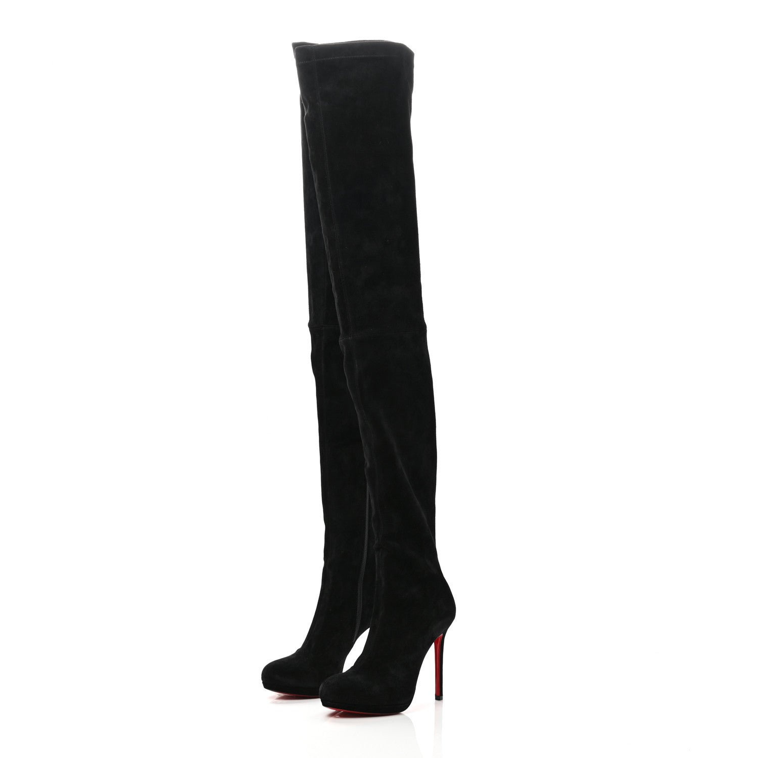 Christian Louboutin Suede Calfskin Louise XI 120 Thigh High Boots 36 Black 3 of 7