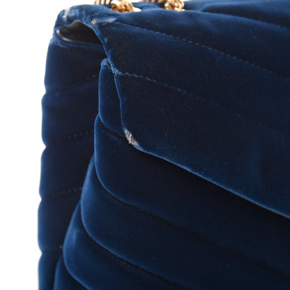 Saint Laurent Velvet Y Quilted Monogram Small Loulou Chain Satchel Medium Blue 10 of 17