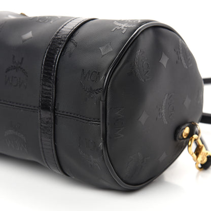 MCM Nylon Monogram Barrel Crossbody Bag Black 8 of 9