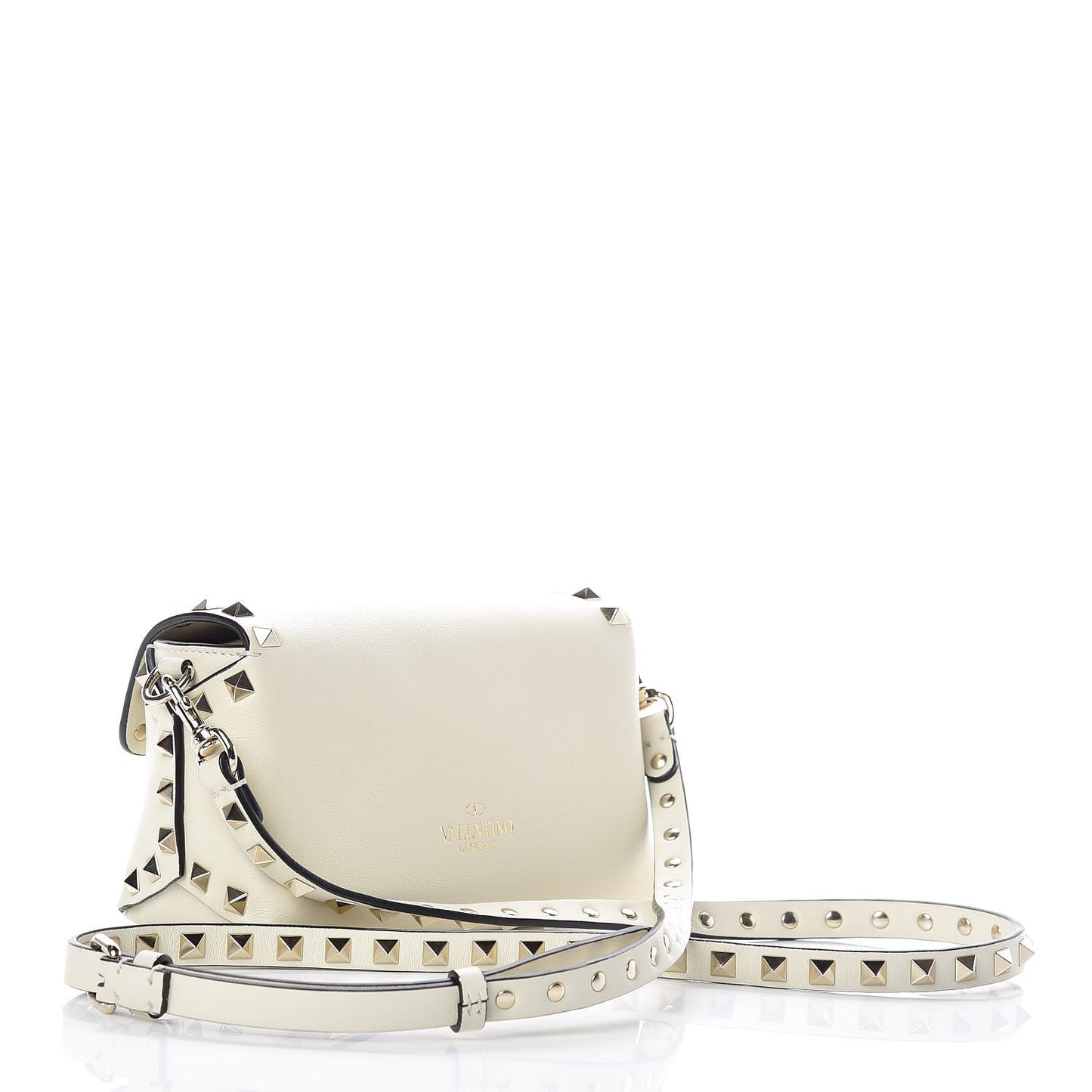 Calfskin Mini Rockstud Crossbody Bag Ivory