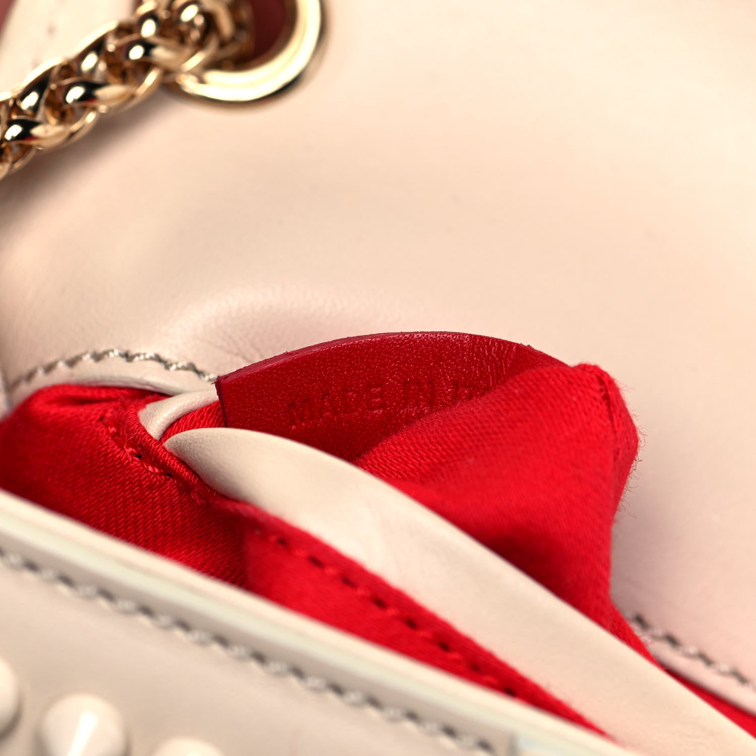 Christian Louboutin Calfskin Spikes Sweety Charity Shoulder Bag Beige 9 of 9