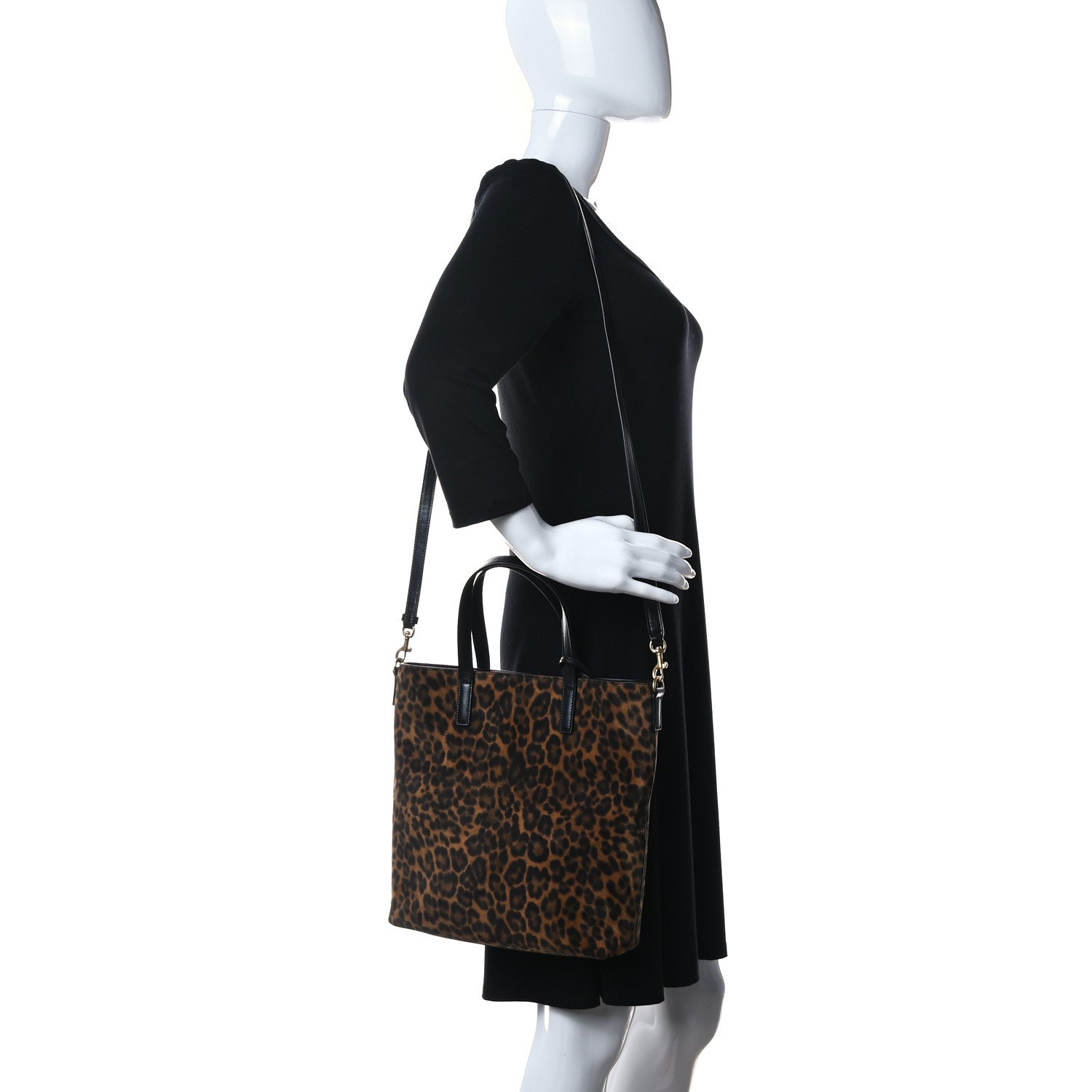 Saint Laurent Suede Leopard Print Toy Shopping Tote Naturale 2 of 12
