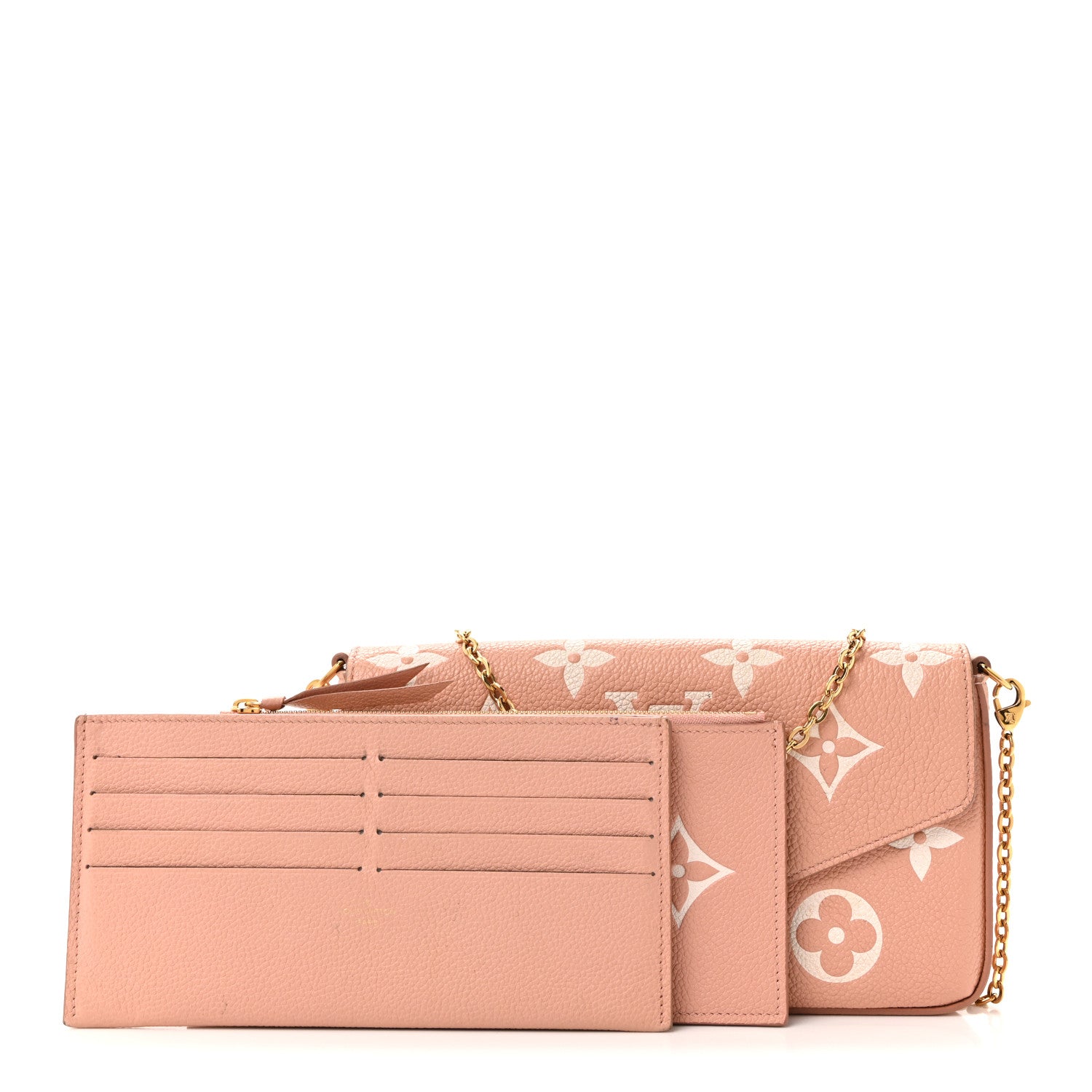 Louis Vuitton Empreinte Monogram Giant Felicie Pochette Chain Wallet Rose Trianon Creme 3 of 16