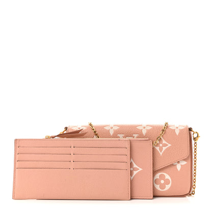 Louis Vuitton Empreinte Monogram Giant Felicie Pochette Chain Wallet Rose Trianon Creme 3 of 16