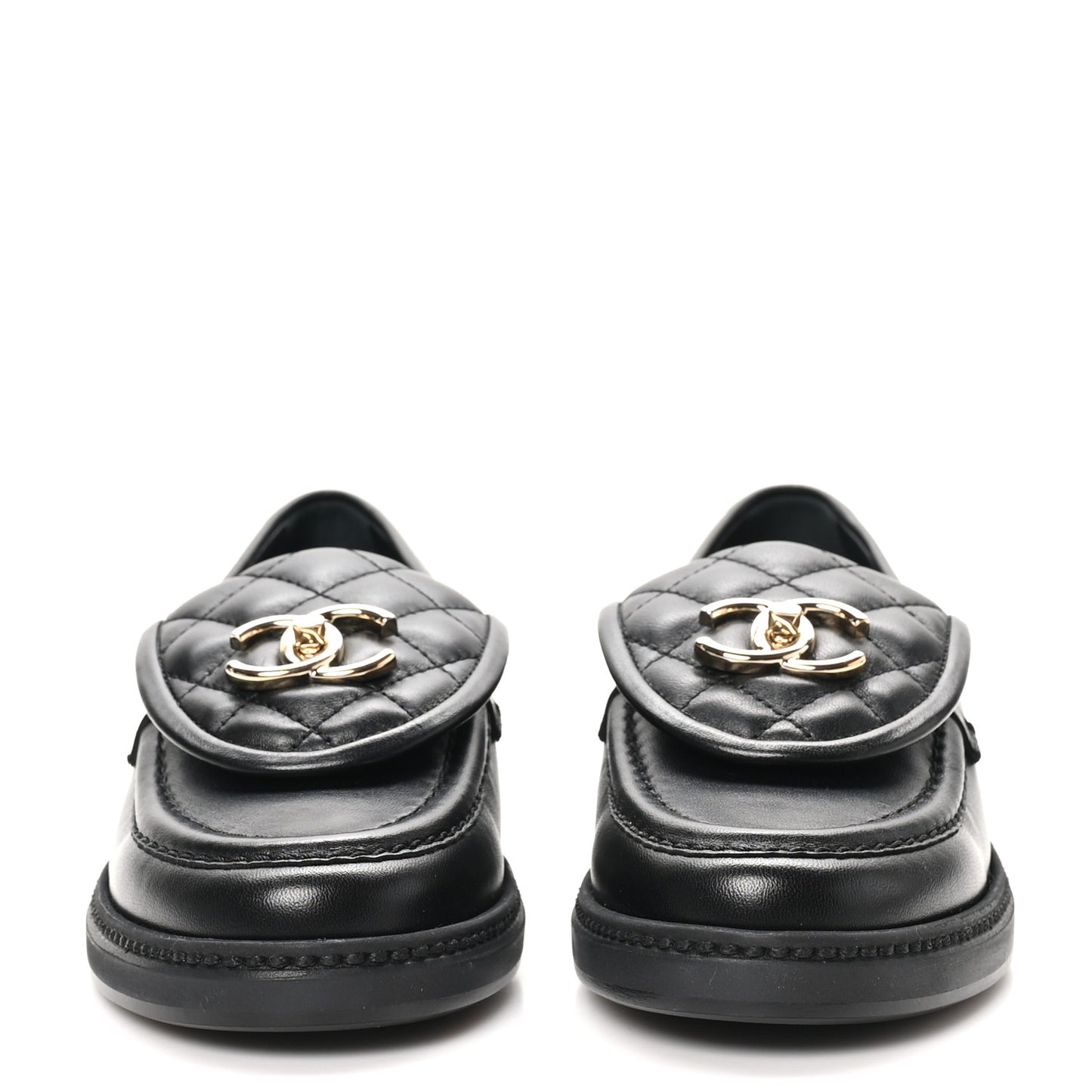 Lambskin Quilted CC Turnlock Loafers 35.5 Black