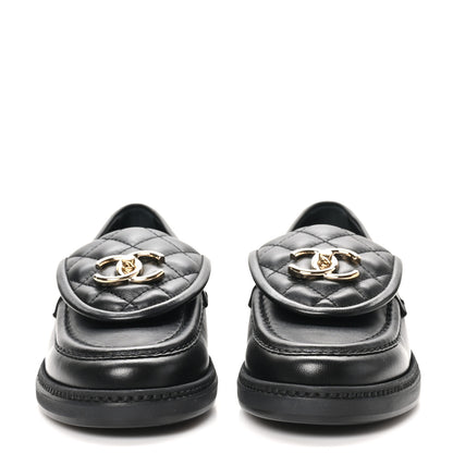 Chanel Lambskin Quilted CC Turnlock Loafers 35.5 Black 3 of 10