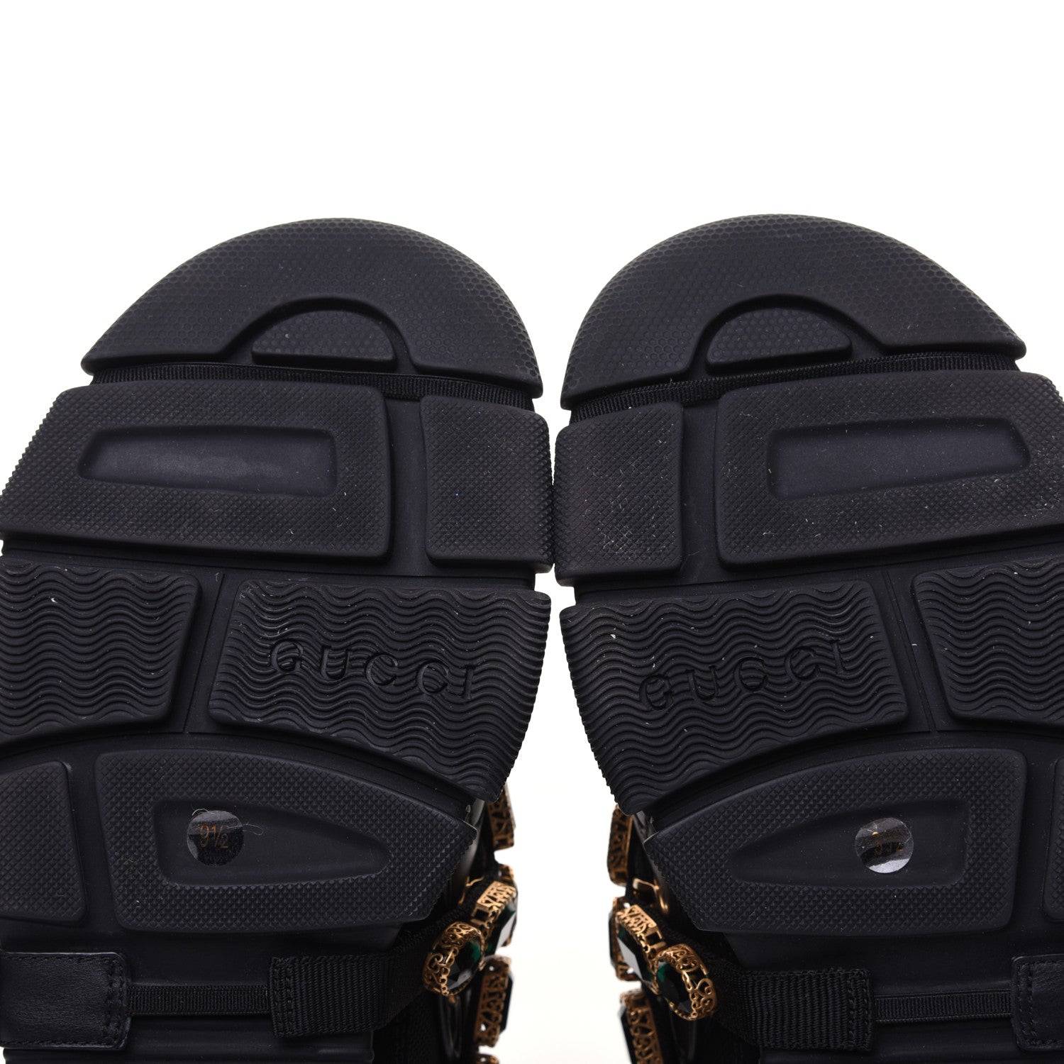 Gucci X SEGA Mesh Suede Calfskin Removable Crystals Mens Flashtrek Sneakers 9.5 Black Silver 7 of 14