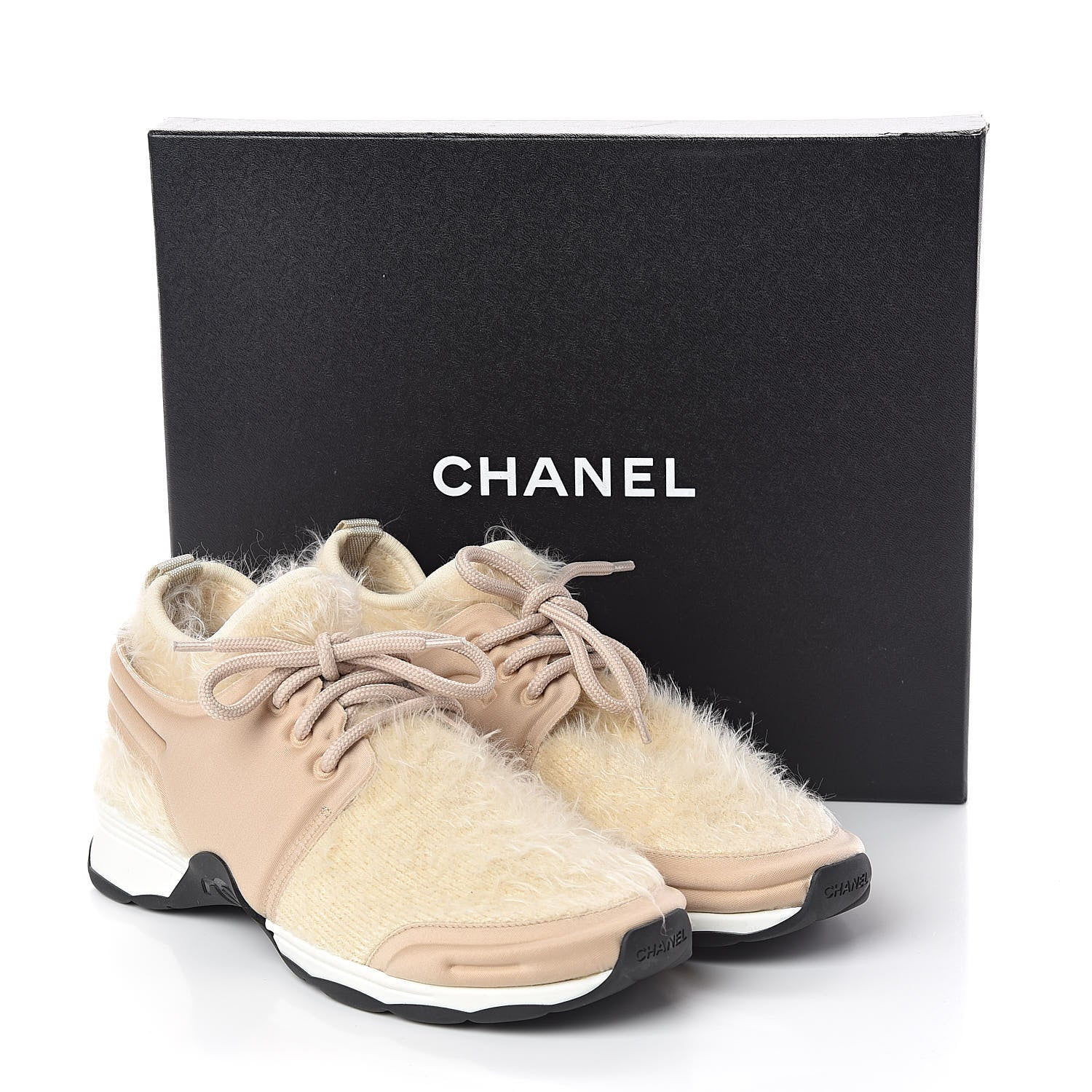 Chanel Stretched Fabric Satin CC Womens Sneakers 38 Light Beige Beige 8 of 8